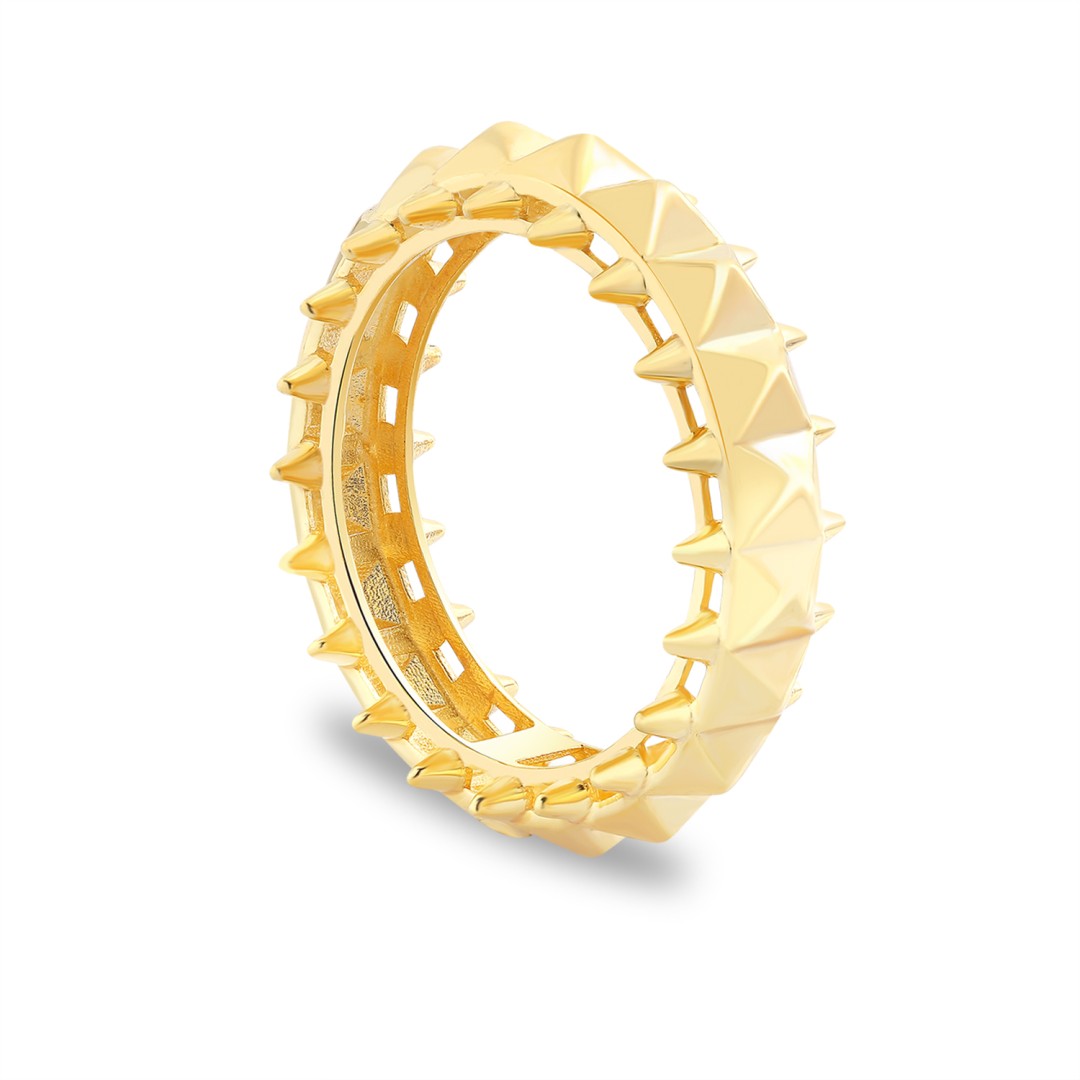 14 Ayar Sarı Altın Yeşil Baget Kesim Taşlı Yüzük