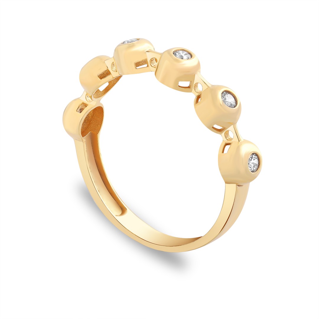 14 Ayar Beyaz Altın Baget Kesim Mor Taşlı Tektaş Yüzük